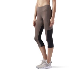 Legginsy Damskie Reebok Mesh Capri Brązowe PL 82PHESA